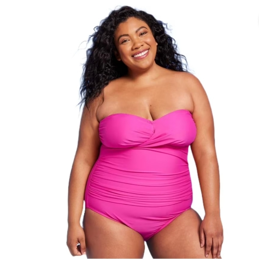 Women's Full Coverage Tummy Control Twist-Front One Piece Swimsuit